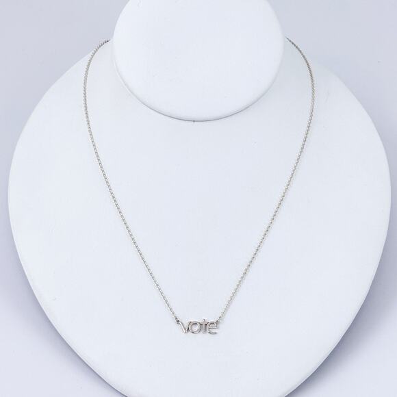 Vintage BOMA Sterling Silver 925 VOTE Chain Necklace 16", 17", 18" - Picture 2 of 6